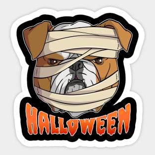 English Bulldog Mummy Happy Halloween Sticker